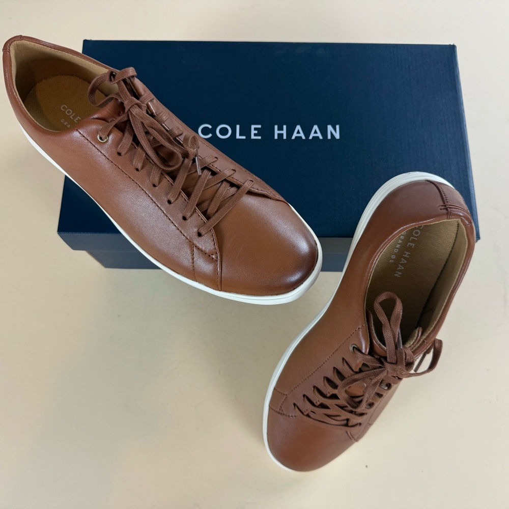 Men's Cole Haan Grand Crosscourt II Leather Sneakers Tan Burnished Size 11 NIB